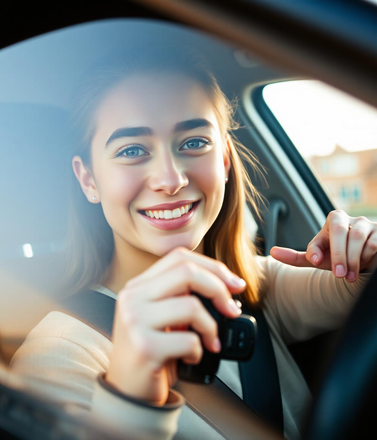 Confident new driver holding keys